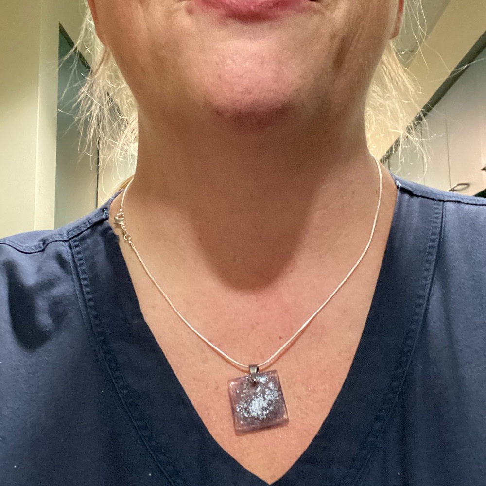 Purple and silver necklace with lobster claw
